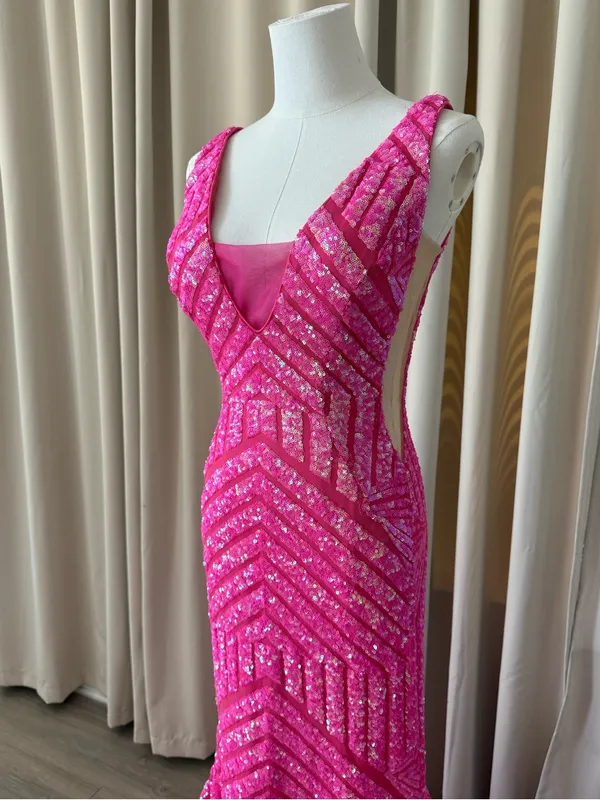 Jovani Mermaid Sequin Pattern Prom Dress - Image 2