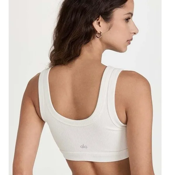 Alo Size Large Yoga Wellness Ribbed Bra White - Image 2