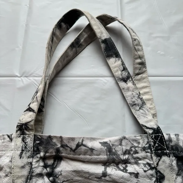 PINK Victoria’s Secret Black and Gray Acid Tie Dye Zip Top Canvas Tote - Image 8