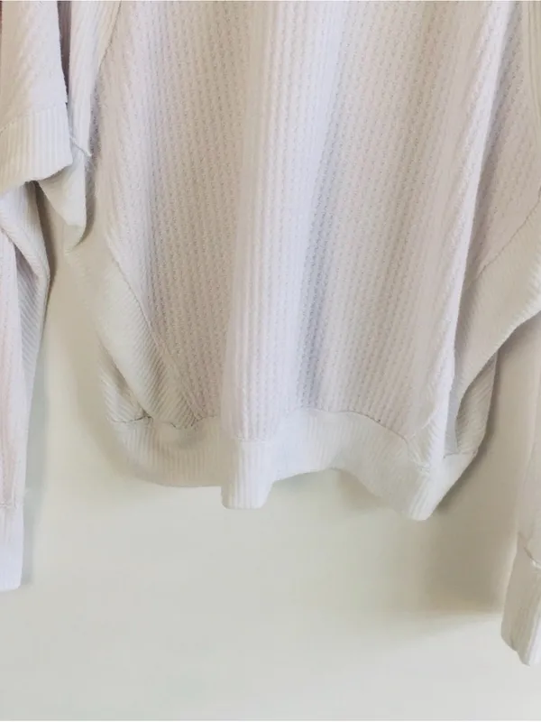 Free People Santa Clara Thermal Top White Oversized Waffle Knit - Image 7