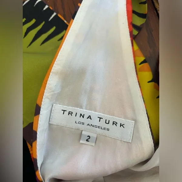 Trina Turk Halter Dress 2 Colorful Tropical Print Bodycon Cocktail Resort - Image 2