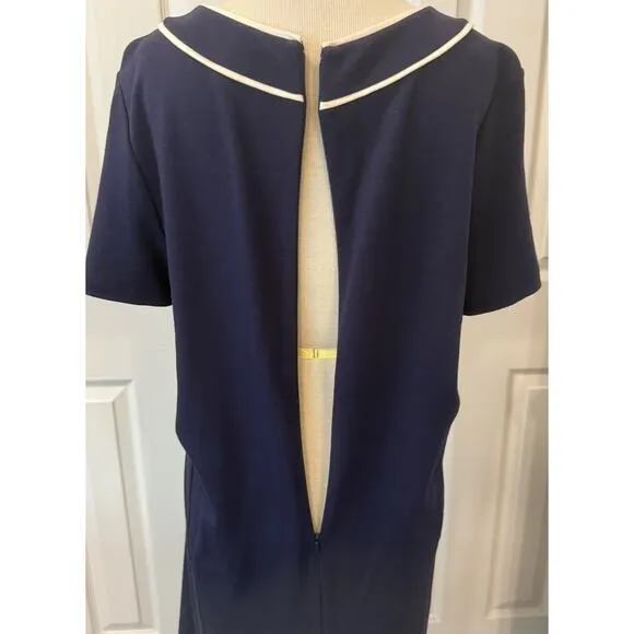 Lilly‎ Pulitzer Dress Sz XL Navy Blue Pink Buttons Shift Coastal Career *hemmed* - Image 4
