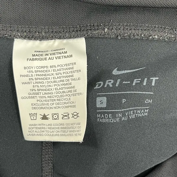 Nike Dri-Fit Black Cropped Mesh Bottom Drawstring Zip Pocket Stretch Leggings - Image 6