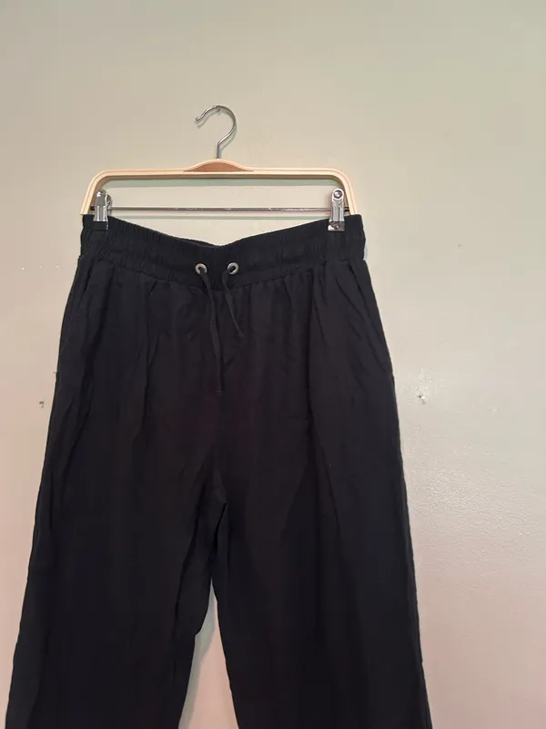 Cotton blend straight leg pants Black Size L - Image 2