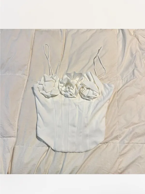Anthropologie Sunday in Brooklyn Floral White Corset Tank Top - Image 2