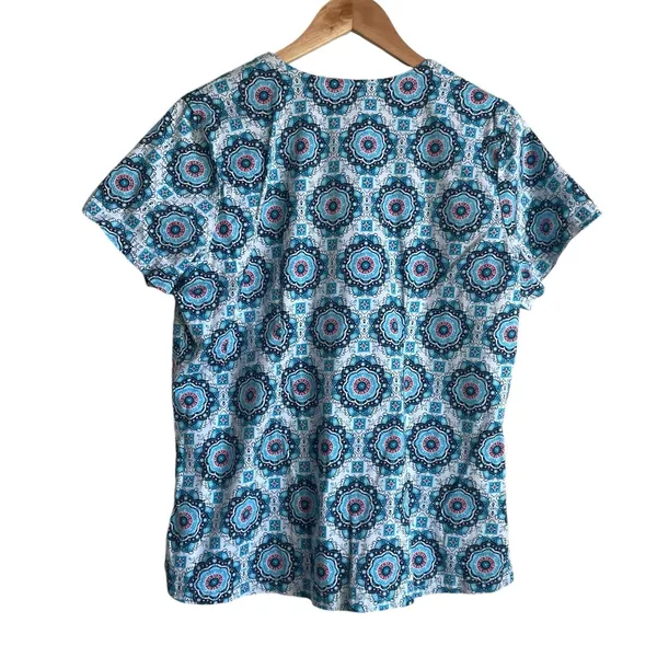 Beyond Scrubs Women Scrub Top L Blue Medallian Medical Uniform‎ Nurse Workwear - Image 3