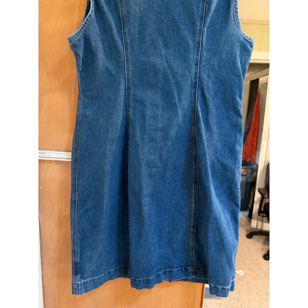 Lee Women's Size Large Heritage Sleeveless Rider Denim Dress V-Neck Button Front - Image 10