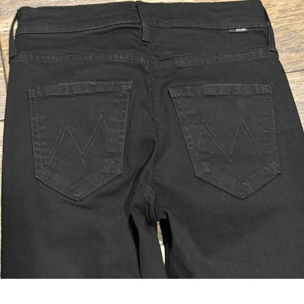Mother The Mid Rise Dazzler Ankle Jeans‎ Not Guilty Black Raw Hem Straight SZ 23 - Image 10