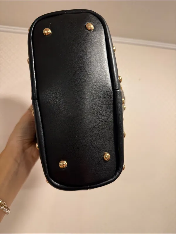 NWOT Dolce Vita Dahlia Studded Hobo HandBag Black Stella with Gold Accents - Image 9
