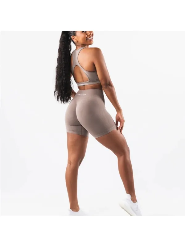 Women’s Alphalete Amplify Contour Shorts Mocha Brown Size M - Image 4