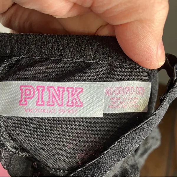 PINK Victoria’s Secret black lace padded bralette size small (D-DD cup) sexy‎ - Image 7