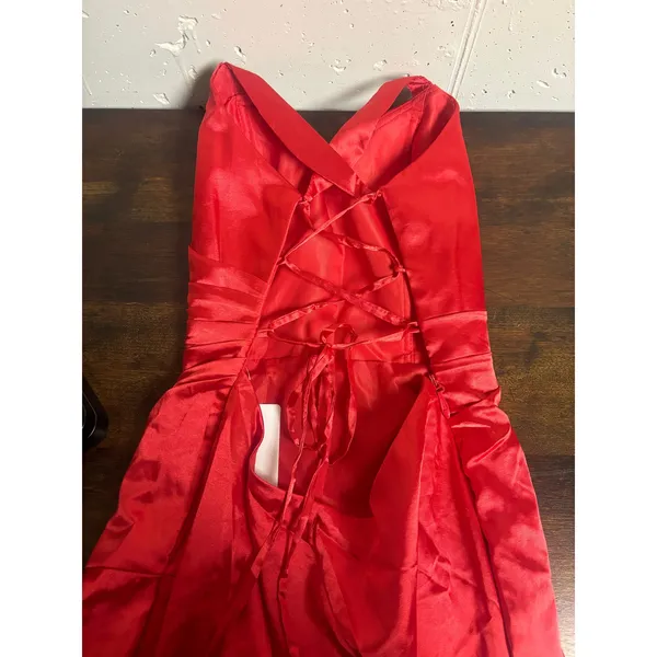 Wear Your Love Red Ruffle Gown – XS/S – Wedding Guest - Holiday Party Dress, Prom Dress, NWT, Lace-Up Back - Image 4