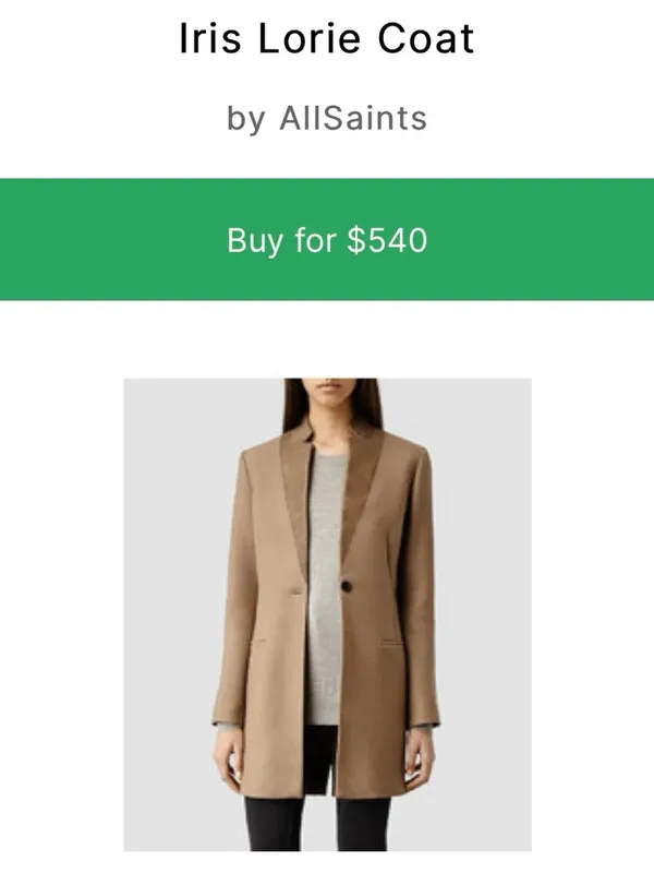 AllSaints Lorie Wool Long Coat 2 Ink Black Slim Fit Single Breasted Leather - Image 2