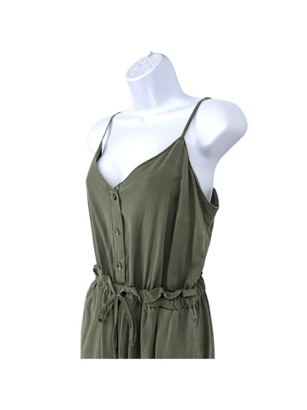 Splendid Minimalist Utility Safari Button-Front Jumpsuit Olive Green Size Medium - Image 4