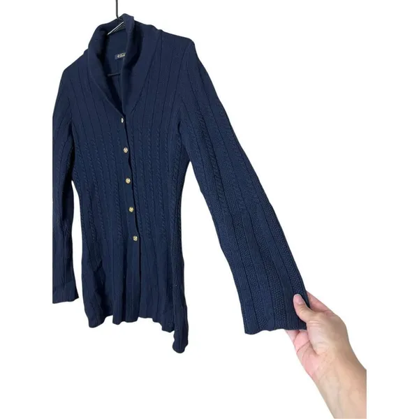 Brooks Brothers Knit Blue Cashmere Blend Button Front Cardigan Sweater‎ Size M - Image 3