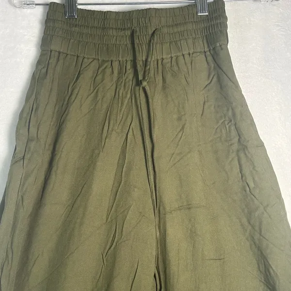Melrose and Market Olive Green Wide Leg Pants Elastic Waist‎ Drawstring XS - Image 9