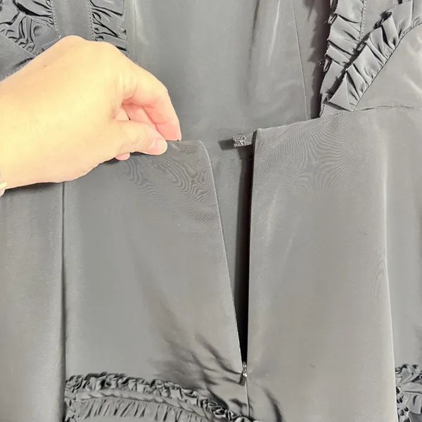 Alexis Black Ruffled Trim Sleeveless Open Back Fit & Flare Mini Dress Size L - Image 9