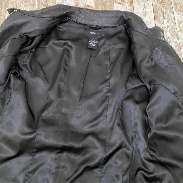 Arden B Black 100% Genuine Leather Moto Jacket S - Image 8