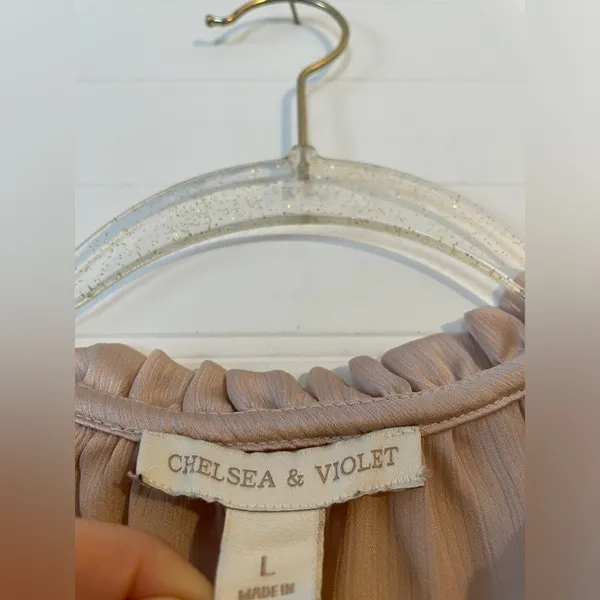 Chelsea & Violet Ruffle Boho Champagne Tan Blouse - Image 5