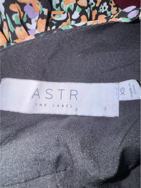 ASTR The Label Black-Orange Floral Ruched Midi Dress XS - Image 4