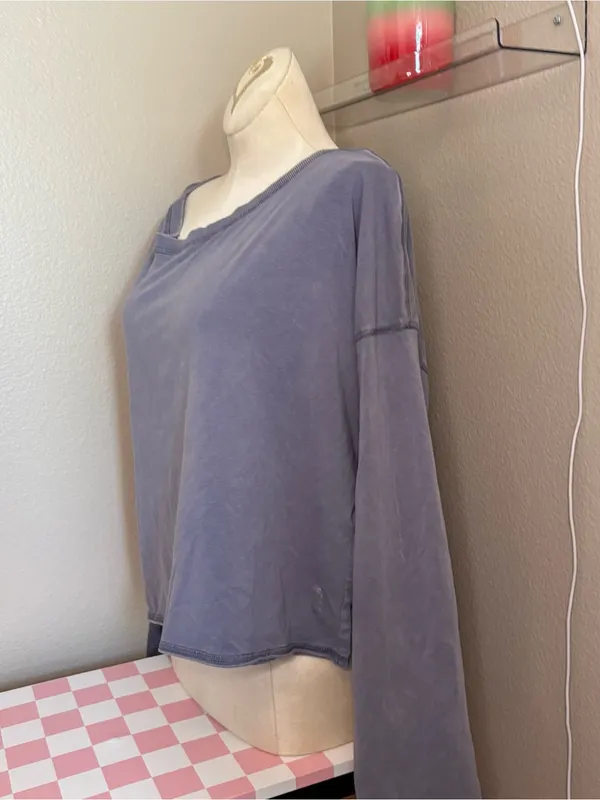 Free people Washed Lavender Long Sleeve Women's Top XS oversized cozy casual - Image 2