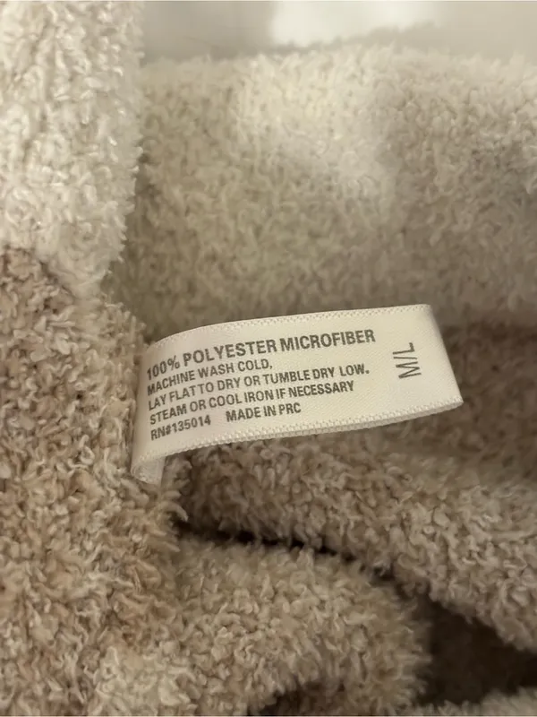 ComfyLuxe Plush Checkerboard Lounge Pants Soft Cozy M/L Beige Cream - Image 3