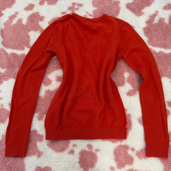 Forever 21 Vintage Y2K Coquette Pinterest Girl Sweater 💌 Orange Pink Argyle Knit Small - Image 3