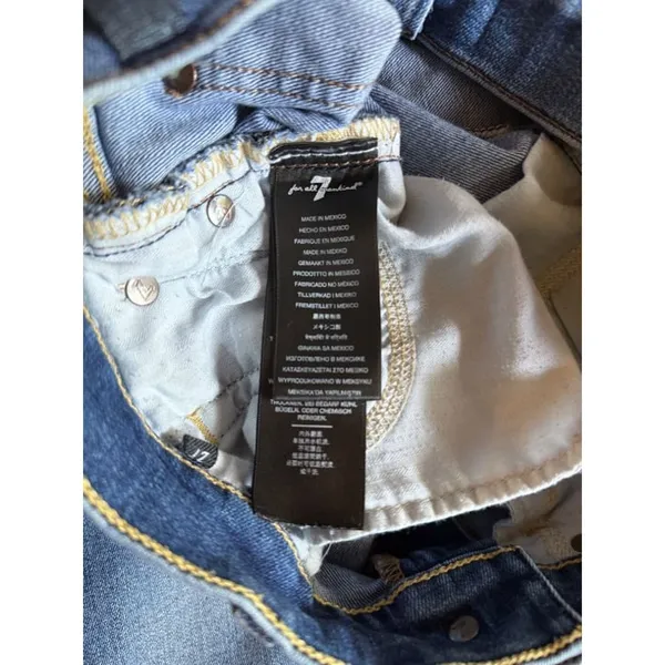 7 For All Mankind High Waist Skinny Jeans Size 27 Distressed Denim - Image 7