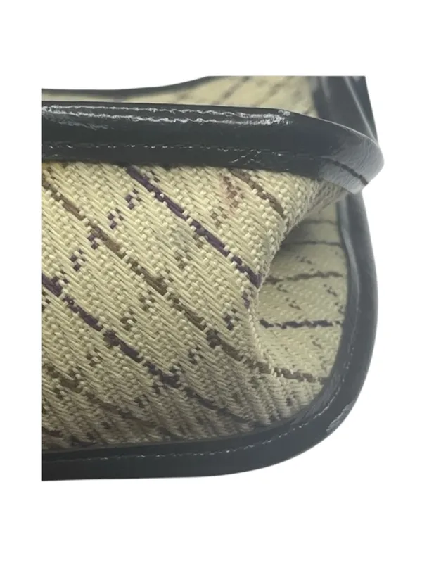 DKNY 𖣴 Woven Crosshatch Mini Bag Handbag 𖣴 Straw 𖣴 Choc Brown Leather Trim 𖣴 - Image 13