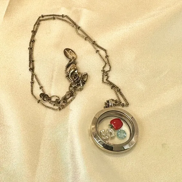Origami Owl silver tone apple S locket necklace - Image 6