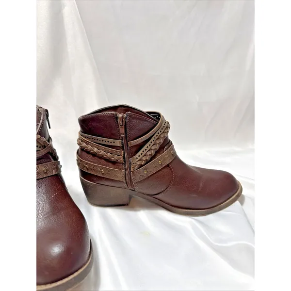 Jellypop Brown Leather Ankle Boots Women's 7.5M Zippered - Image 2