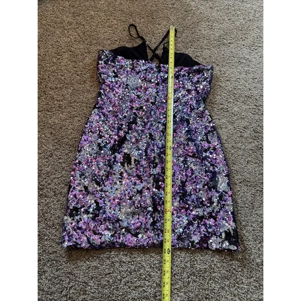 Dress The Population Amiya Purple & Silver Sequin Mini Dress XL - Image 7