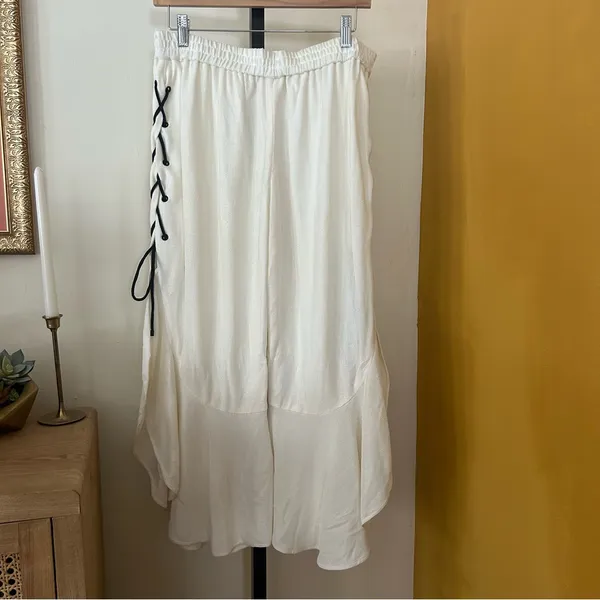 Jonathan‎ Simkhai Ruffle Jersey Pants Lace Up Coverup Resort Ivory NWT Size L - Image 8