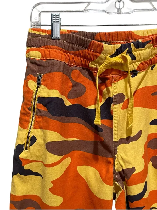 TNA Aritzia Camo Jogger Pants Orange Yellow Brown Drawstring Cotton Size Medium - Image 4