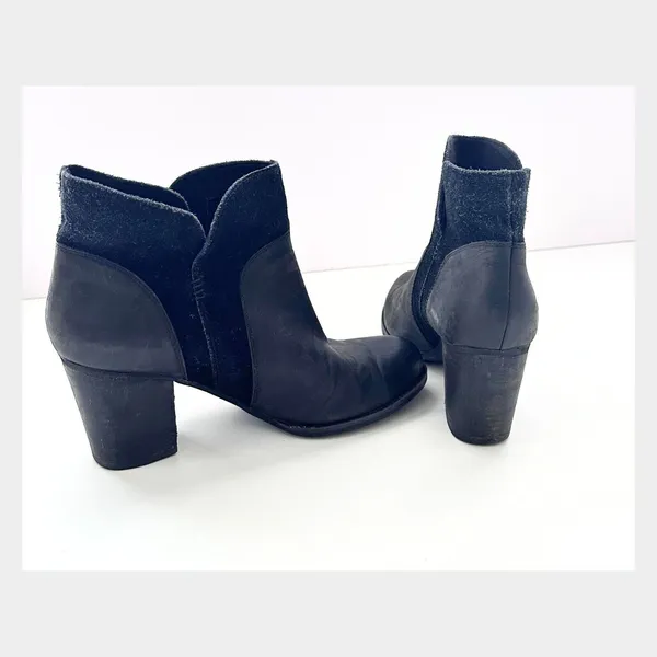 Timberland Rudston Black Leather & Suede‎ Block Heel Ankle Boots Size 9 - Image 6