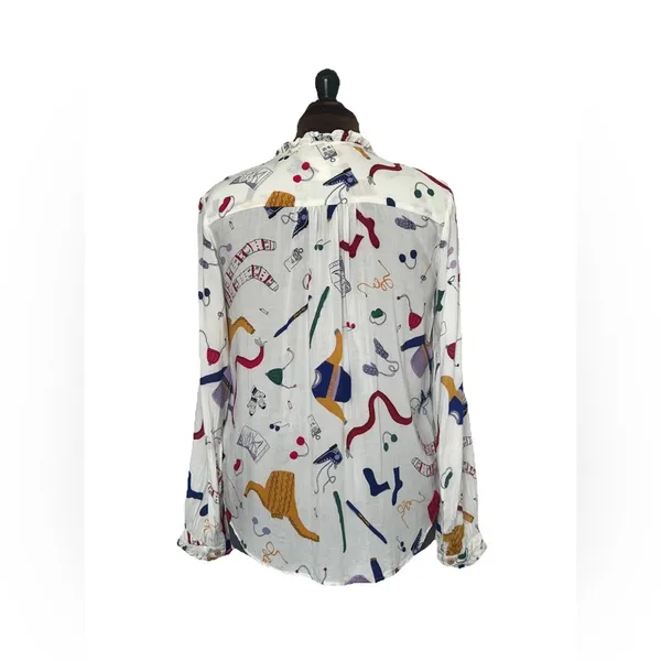 MAEVE Anthropologie Blouse Sz 10 Snow Day Long Sleeve Novelty Whimsical - Image 6