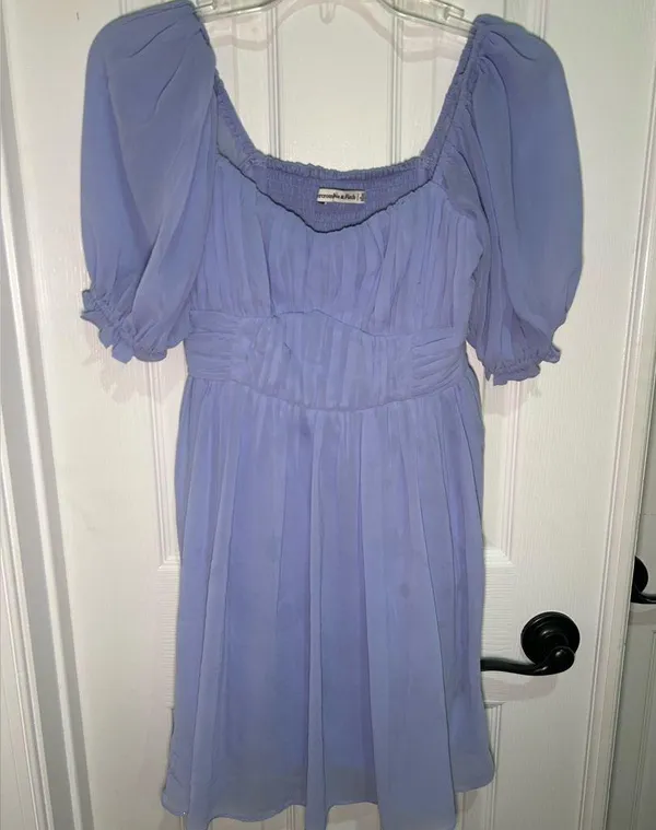 Abercrombie & Fitch Emerson Poplin Sleeve Dress Lavendar Purple Pleated Top XS - Image 4