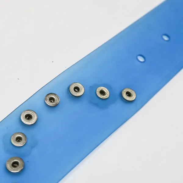 Vintage 90s Blue Floral PVC Plastic Belt - Image 10