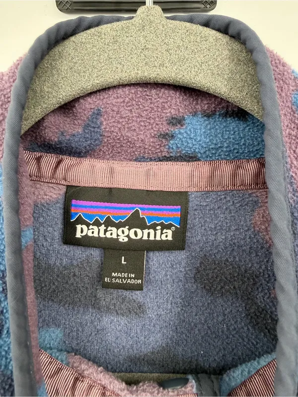 Patagonia Micro D Snap-T Fleece Women L Kansas Sky Dolomite Blue Camo - Image 6