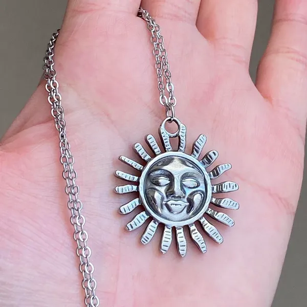 Handmade fully stainless steel sun boho retro vintage style necklace☀️ - Image 6