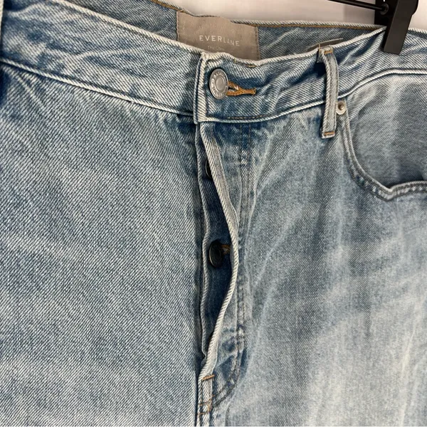 Everlane Cotton Light Blue Denim Button Fly High Rise‎ Straight Ankle Jean - Image 4
