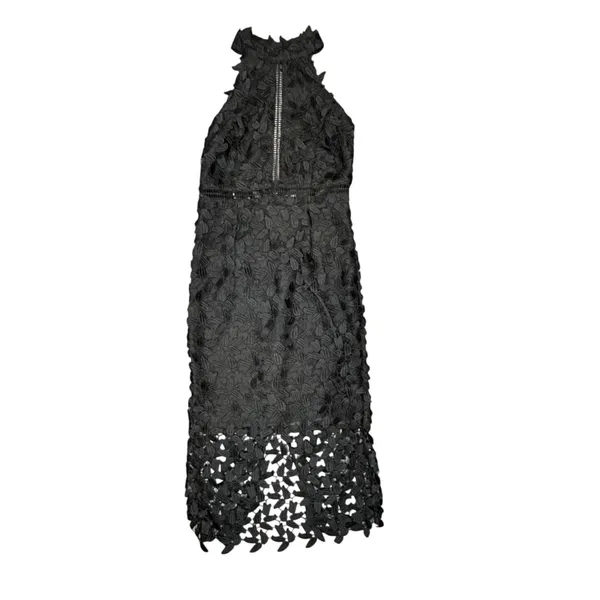 Bardot Lace Midi Dress Womens 4 XS‎ Black High Neck Floral Cocktail - Image 2