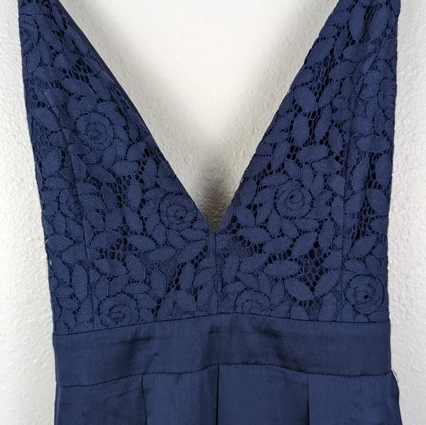 Showpo Navy Inspired Tribe Plunge Neckline Maxi Lace Open Leg‎ Dress Size US 6 - Image 2