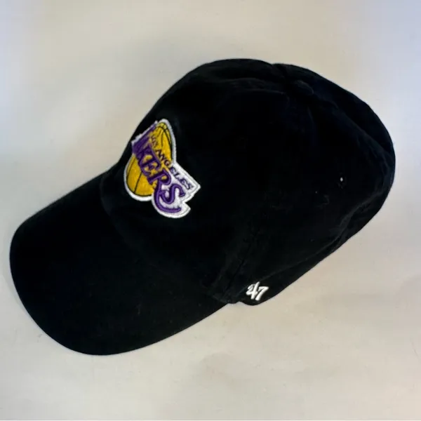 Los Angeles Lakers '47 Brand Classics Clean Up Adjustable Hat Cap Unisex Black - Image 2