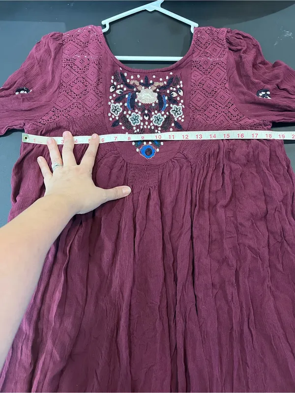 Free People Mohave Embroidered Long Sleeve Mini dress Size Medium - Image 10