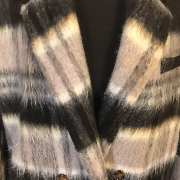 Double breasted plaid wool blend coat Size L - Image 2