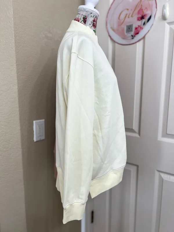 SDMOVE Two-Tone Zip Front Sweatshirt in Cream & Dusty Rose - Image 2