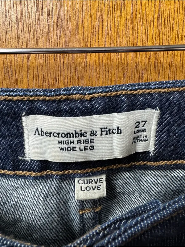 Abercrombie & Fitch High Rise Wide Leg Denim Jeans Blue Curve Love 27 LONG TALL - Image 5