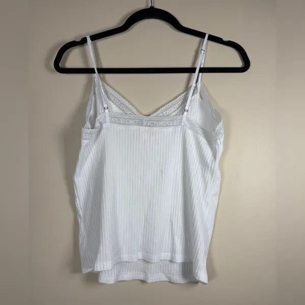 Victoria’s Secret Y2K Style Pointelle Lace Trim White Cami Sz M - Image 6