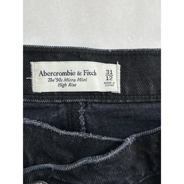 Abercrombie and Fitch High Rise The 90s Crossover Micro Mini Skirt Black Size 31 - Image 4